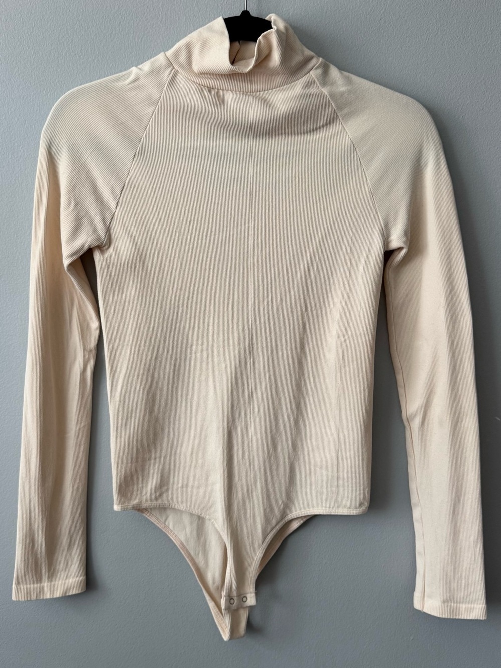 Free People Intimately Cream Long Sleeve Ribbed Turtleneck Bodysuit